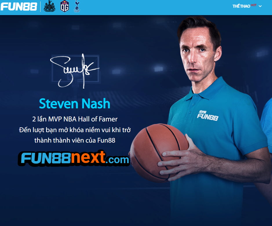 Nhà cái Fun88 tài trợ cho siêu sao bóng rổ Steve Nash