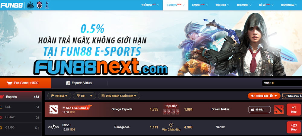 Ưu đãi hoàn trả cược Esport Fun88 cực hấp dẫn