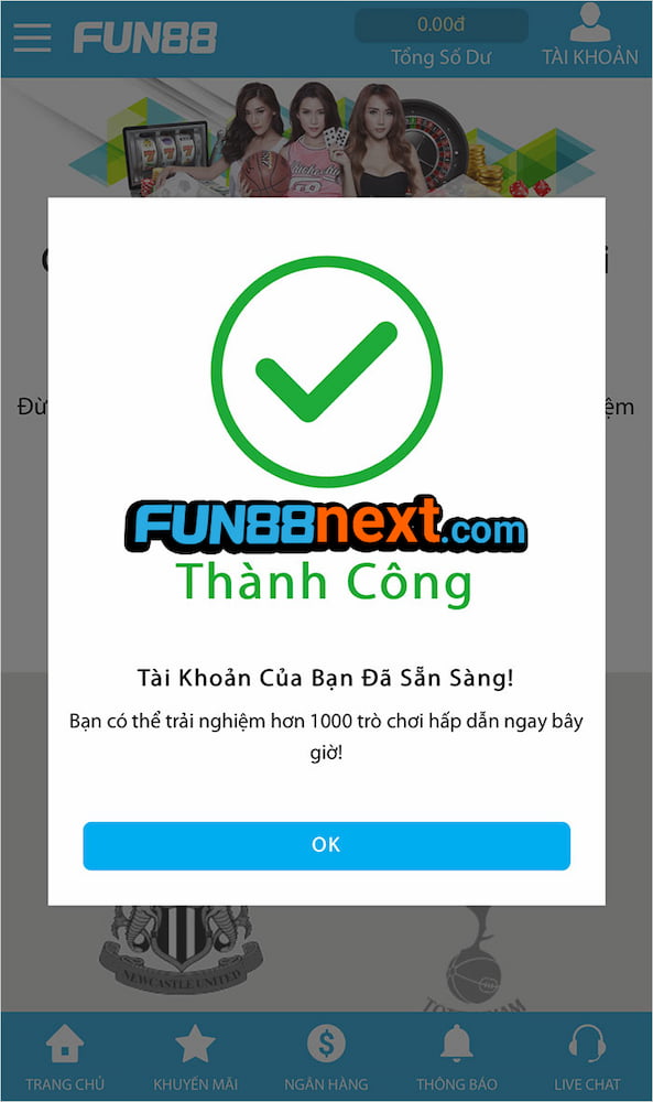 Đăng ký tài khoản Fun88 cực dễ