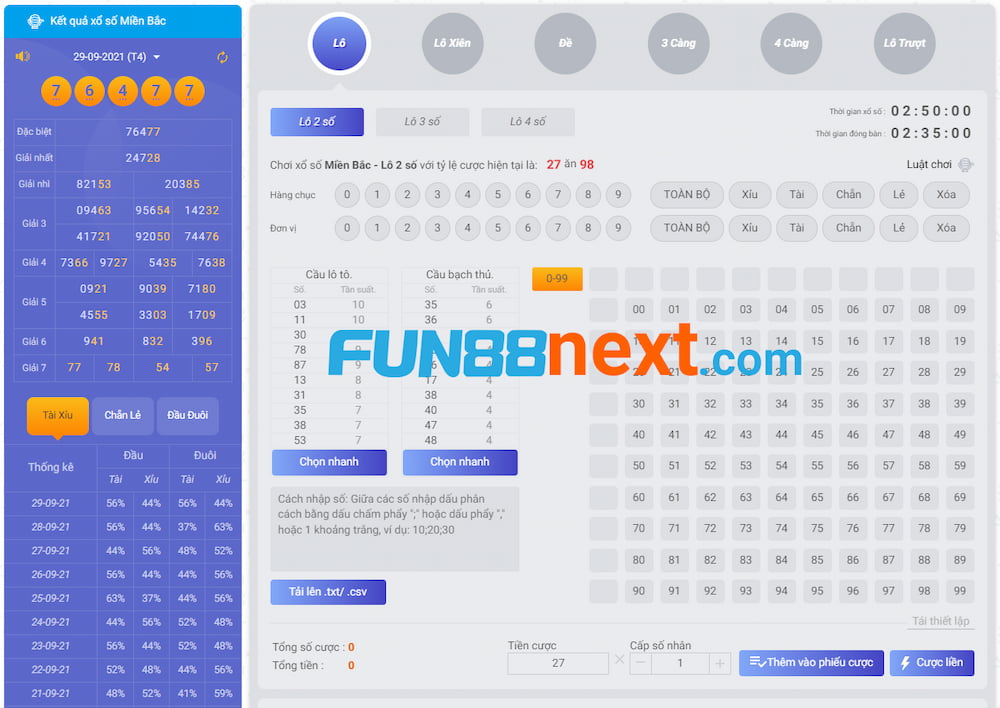 Giới thiệu số đề Fun88 3 miền Bắc, Trung, Nam